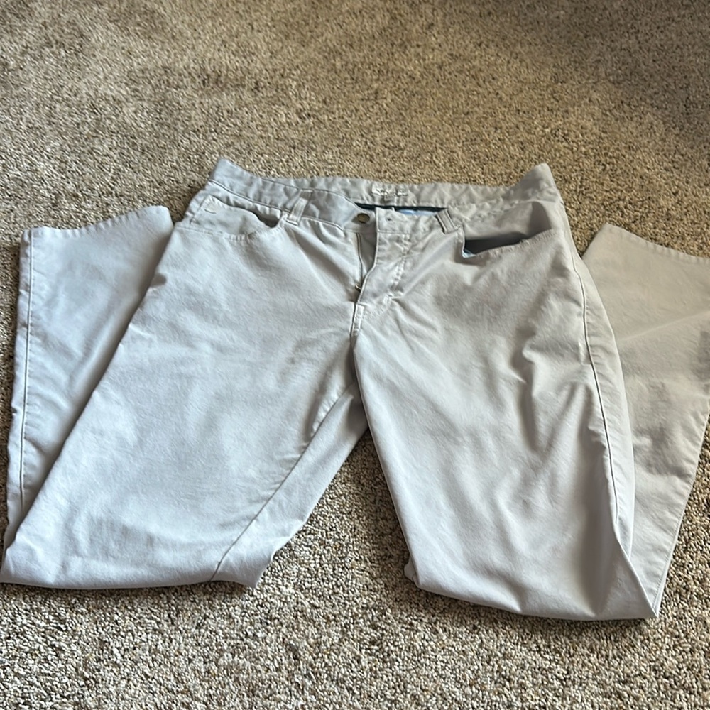 Peter Millar Pants Mens 34/32 Gray Color Performance 5 Pocket Casual Chino